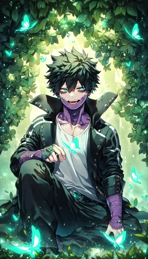 absurdres, highres, ultra detailed, HDR, master piece, best quality, extremely detailed, detailed eyes, detailed face, Dabi, black hair, expressive turquoise eyes, Boku No Hero Academia, solo, sexy man, sensual, handsome, manly man, mature man, adult face,...