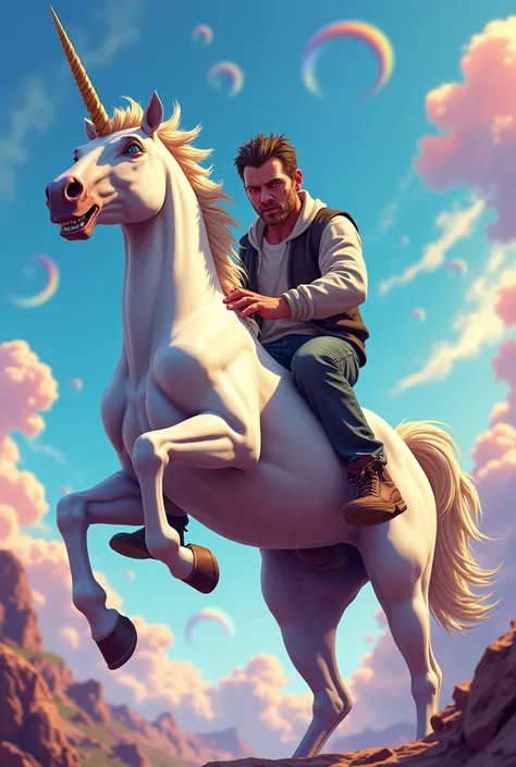 Trevor from GTA 5 riding a unicorn