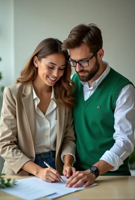 I have created a study group with a partner, We are both from agronomy and I want a profile photo for the group that is interesting. Another photo but with a green vest . One is a man and the other member is a woman.. Let the chemistry be noticed