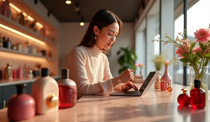 Women selling perfumes to other women on the internet 