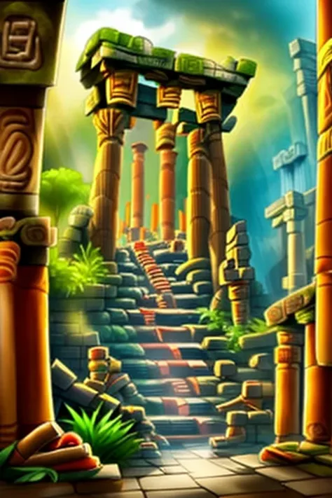 mad-ropolis-movie, tropical rain forest, jungle, (ancient temple:1.3), green