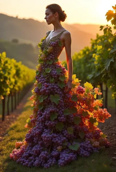 Dress made of grape bunch