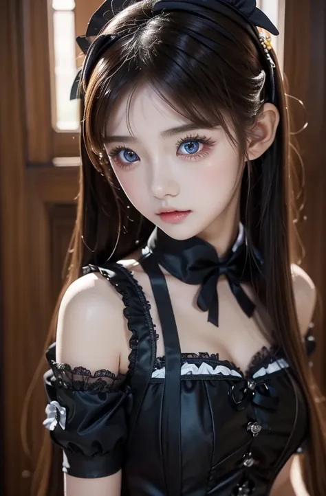 wearing the cutest gothic maid outfit in the world,z cup big,sculpted models are fascinating, (1 girl:1.3)、realistic photos、phot...