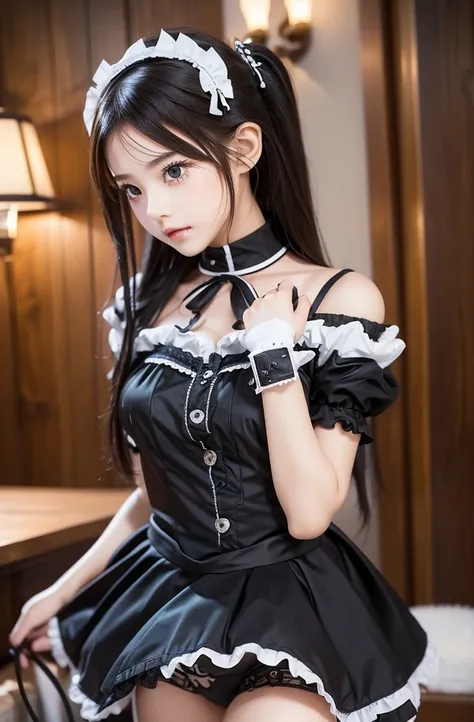 Wearing the cutest gothic maid outfit in the world,Z Cup Big,Sculpted models are fascinating, (1 girl:1.3)、Realistic photos、Photorealistic:1.4 Official Art、Very detailed、beautifully、aesthetic、Beautiful Face、masterpiece、Highest quality、good night&#39;Sleep ...