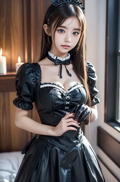 wearing the cutest gothic maid outfit in the world,z cup big,sculpted models are fascinating, (1 girl:1.3)、realistic photos、phot...