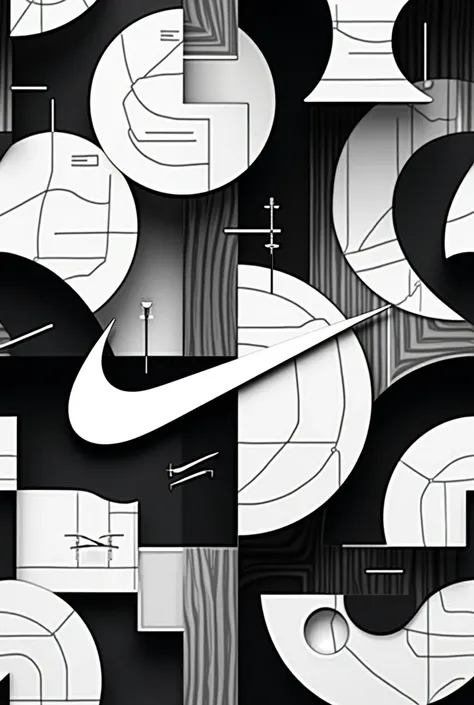 Create a background with black and white Nike colors and other shapes