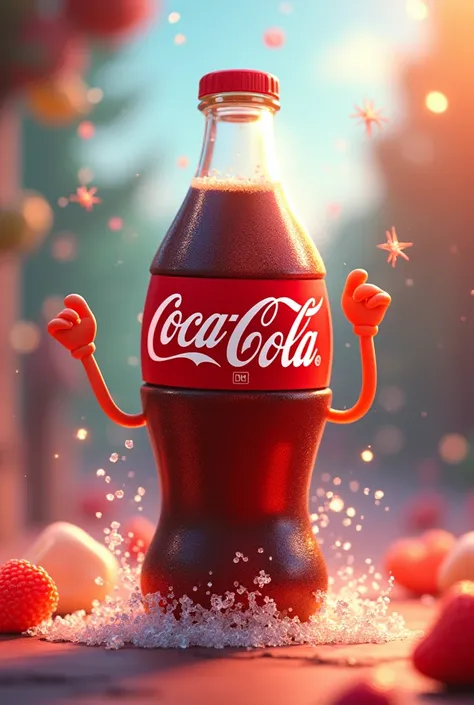 Humanize in an animated way "Coca Cola" 