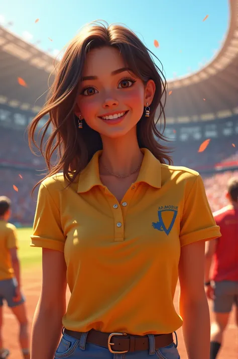 I love you Luzbenia a girl with polo shirt in a stadium