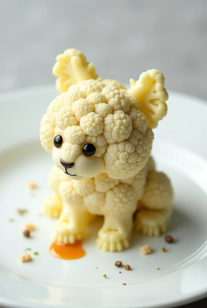 Create a dish using cauliflower that resembles an animal.