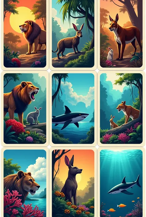 Create uno card images with the food chain theme 