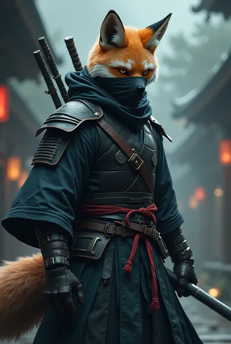 Kemono ninja fox with masked face