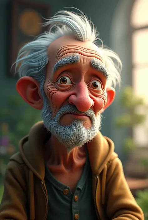 A man with old skin in an animated version