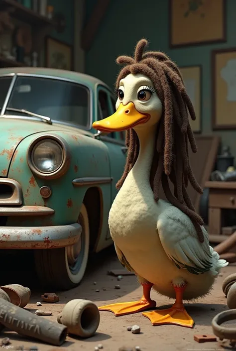 Lazy Rasta Duck Worried Fixing A Very Old Car