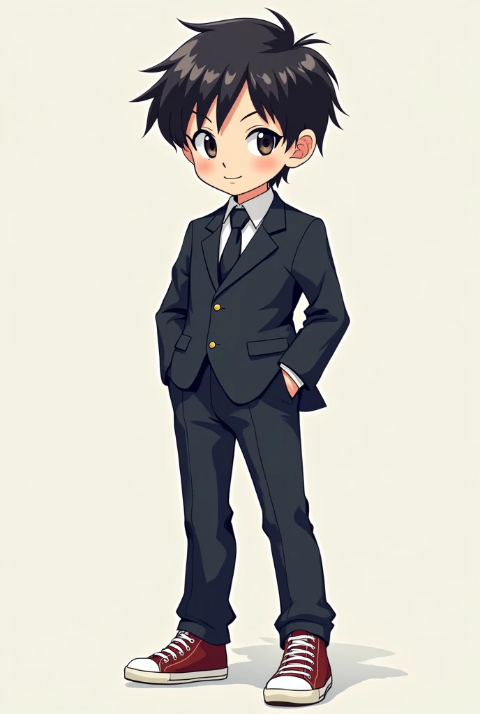 boy in suit, with high-top , image for game content profile, anime style