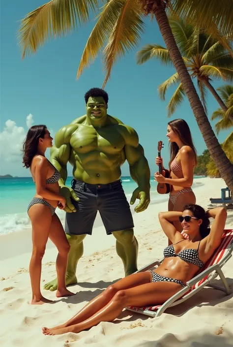 Heres a foursome of sun worshippers who seem to have tound the antidote for civilization.
The Hulk, Betty Banner, Rick Jones and Ricks girltriend, Marlo Chonder, show us that sometimes the most relaxing activity is no activity at all.  Betty lotions down i...