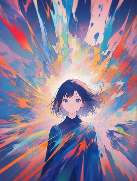 score_9, score_8_up, score_7_up, score_アニメ, masterpiece, top quality, delicate illustration, sharp lines, sharp focus, BREAK, 
Abstract Image、Girl、佇むGirl, 1 girl、Colorful