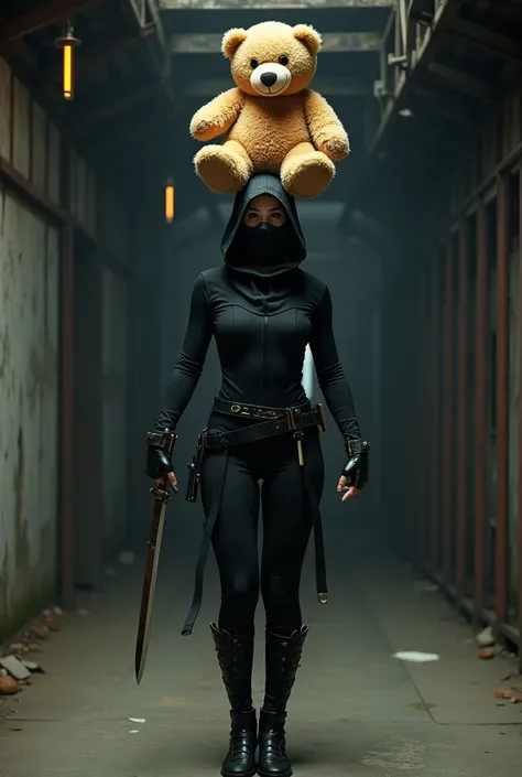 Female Ninja　Put a teddy bear on your head　Realistic design　Two-Way