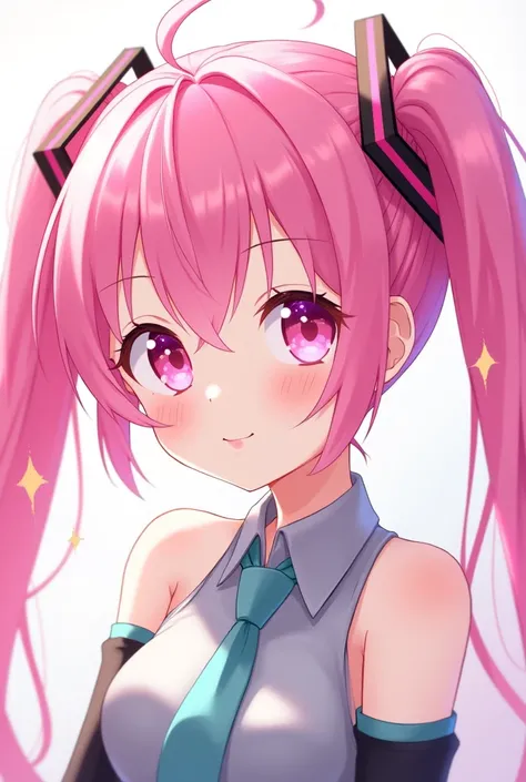 Pink Hair、Hatsune Miku、Eye color is pink、cute、2D