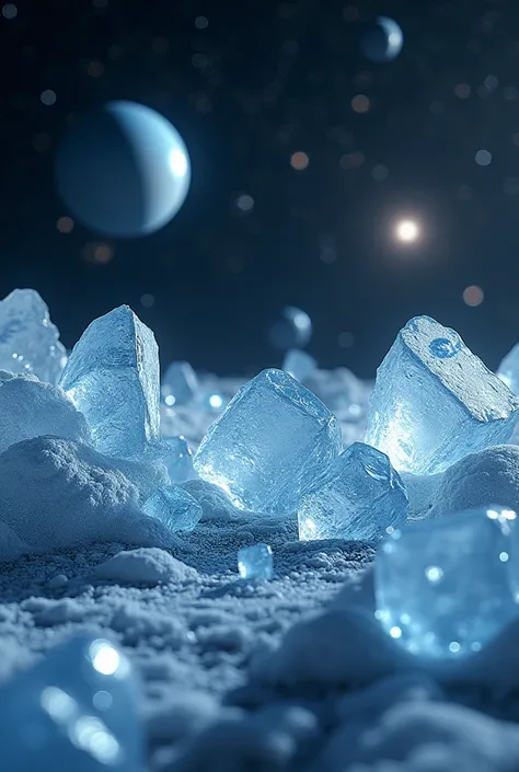 Planets and stars are made of ice and float in space like huge ice cubes., slowly sliding through the cosmos