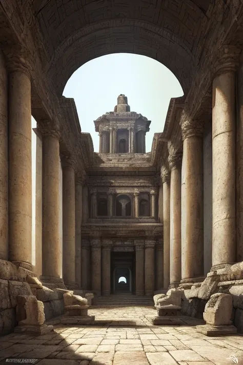 ancient architecture of an ancient civilization, meticulous and meticulous techniques, complicated, mysterious and overwhelming,...