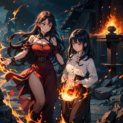 flaming eye,1girl,The finest details、Perfect Anatomy、(((Highest quality、Masterpiece、Official Art、Super detailed、Award-winning works、Delicate hair、The best composition)))、Anime Style、power of fire、The most beautiful fire art in the world、Fire splashes risin...