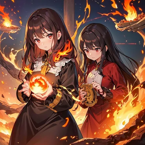 flaming eye,1girl,The finest details、Perfect Anatomy、(((Highest quality、Masterpiece、Official Art、Super detailed、Award-winning works、Delicate hair、The best composition)))、Anime Style、power of fire、The most beautiful fire art in the world、Fire splashes risin...