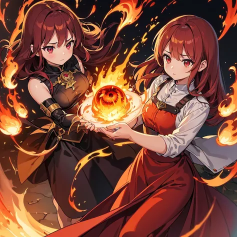 flaming eye,1girl,The finest details、Perfect Anatomy、(((Highest quality、Masterpiece、Official Art、Super detailed、Award-winning works、Delicate hair、The best composition)))、Anime Style、power of fire、The most beautiful fire art in the world、Fire splashes risin...