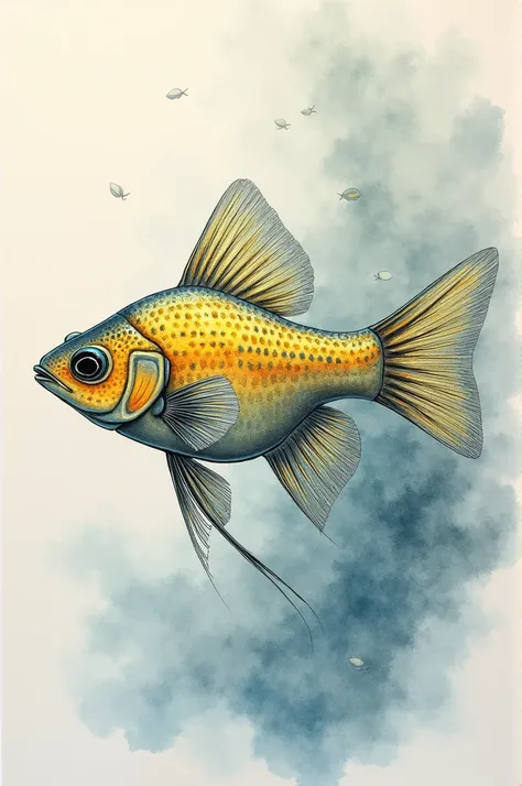 Molly fish gold spot art drawing