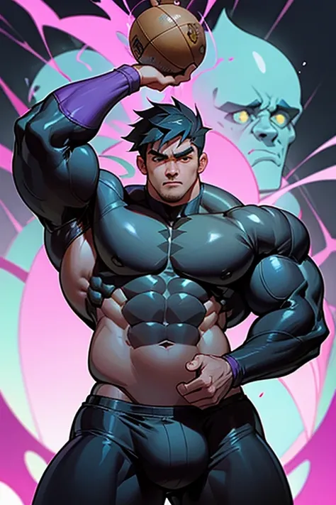 Danny Fenton from Danny Phantom animated tv series as a big dumb mindless teenage muscular bodybuilder jock in a locker room flexing and staring vapidly with mindless stare and mouth gaping open as his eyes glow under hypnosis while he repeats, "Cant ... I...