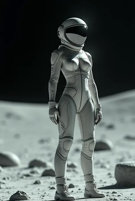 a girl (large breasts:1.5) space helmet, moon ground, cinematic dynamic pose
