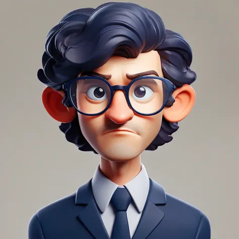 Create a personal profile icon that balances approachability and professionalism. The icon should feature a man with loose, curly hair and wearing glasses. He has a friendly expression, reflecting both warmth and expertise. The background color should be a...