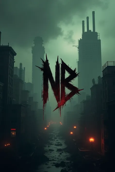 Logo "NB" with dark City toxic picture in background horror