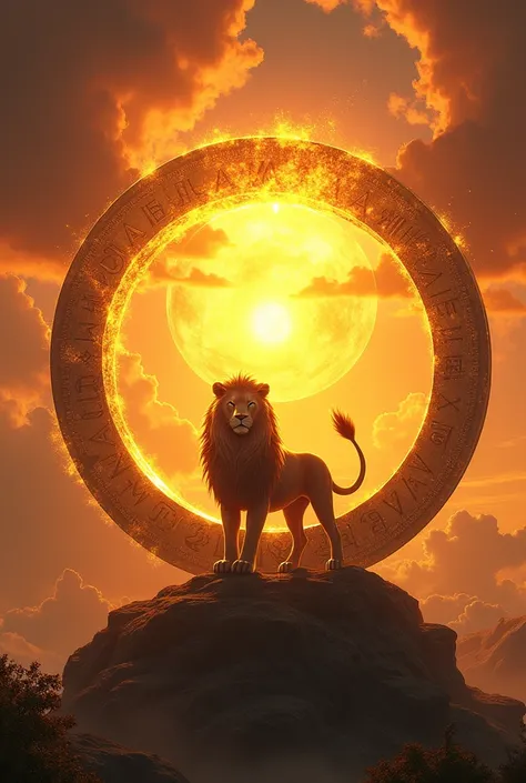 Create a ring where the sun and a lion meet 