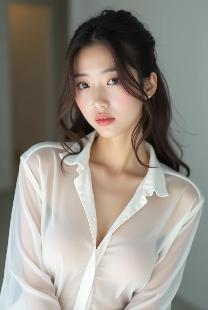 Korean women are very beautiful. They wear white see-through shirts that are so thin that you can see their pink nipples.