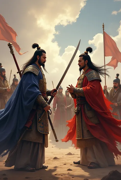 Chun Hok said, “I know the reputation that Liu Bei asked Guan Yu to keep his family in Hepu, and that it would be proper for you to send an army to attack him. If you leave him, Yuan Shao will come and take away Liu Bei’s family.” Cao Cao replied, “An Guan...