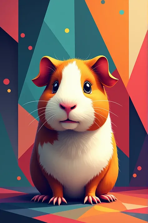 Abstract geometric colored drawing of a guinea pig