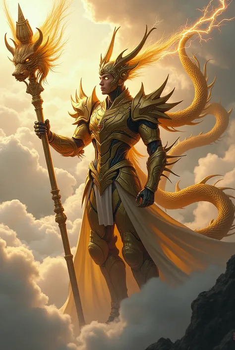 black myth wukong will wear golden robot armor. He will have a golden dragon on his staff. He will wear a helmet with two long fibers on his head. His eyes will emit electricity and he will ride the clouds.