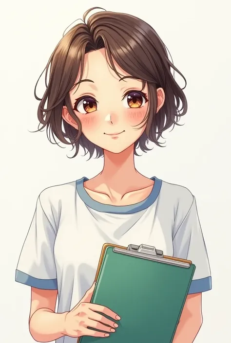 Simple drawing achieving become teacher short hair girl 
