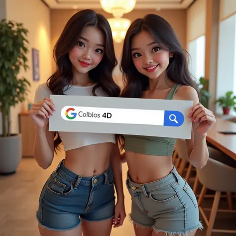 COBLOS4D: Situs Slot Gacor Terpercaya 2024, https://heylink.me/.coblos4d/, {{{two indonesian girls holding up a google search sign and inside the search box please type this word : "SLOT GACOR COBLOS 4D", text fit with sign, teasing smile, 1girl, (Indonesi...