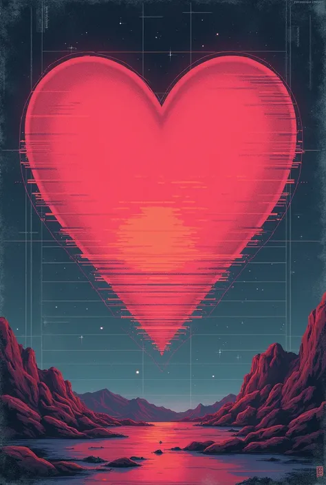 Make a retro Synth lofi heart poster for song