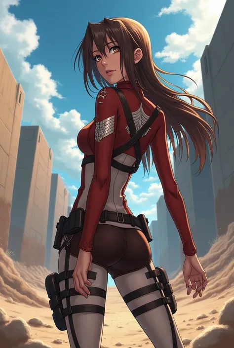 long brown hair black eyes attack on titan uniform