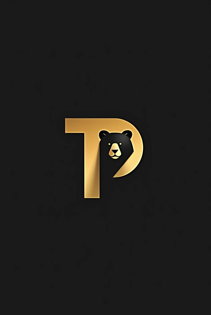 Create me a logo with the letter T and P that is minimalist and modern, The logo is inspiring for a fashion brand and has a bear in gold and black colors., that the letters are seen more and have more presence 