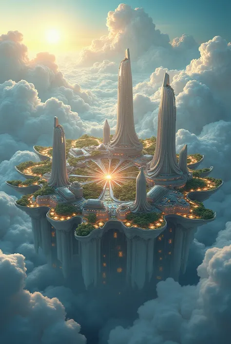 sustainable celestial city in the radially traced clouds

