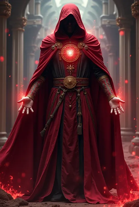 Make a magician hero who is a powerful sorcerer and former neurosurgeon. His mastery of mystical arts allows him to manipulate reality, cast powerful spells, and travel through dimensions.

His iconic suit is a deep crimson robe with intricate mystic symbo...