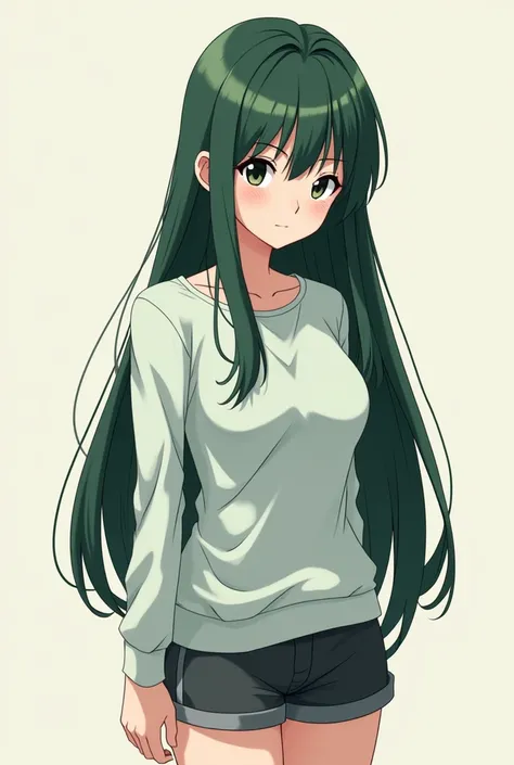 Izuku Midoriya as a girl wirh long straightend hair 