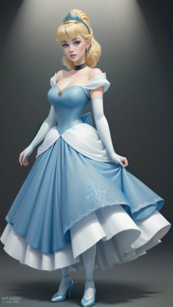 ((1 girl)), Masterpiece, (high quality, best render), (beautiful girl, cinderella), (bomb, pin-up style), hot, floss, perfect body, 4k hd, disney princess, beautiful female princess, anime princess, hd artwork, official art, disney cartoon, beautiful princ...