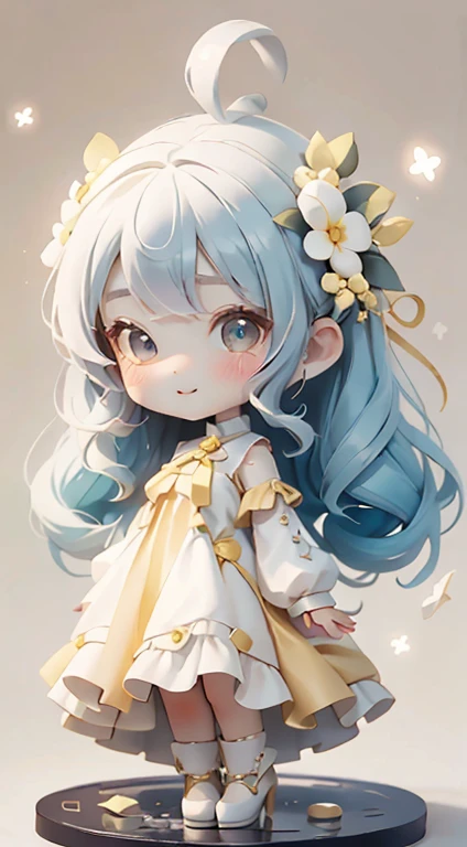 Chibi Girl、Highest quality、Very delicate、cute女の子、clean big eyes、Wink、cuteドレス、Luxury dresses、Data dress、Frills、Race、yellow、cute、