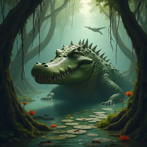 Crocodile in a swamp