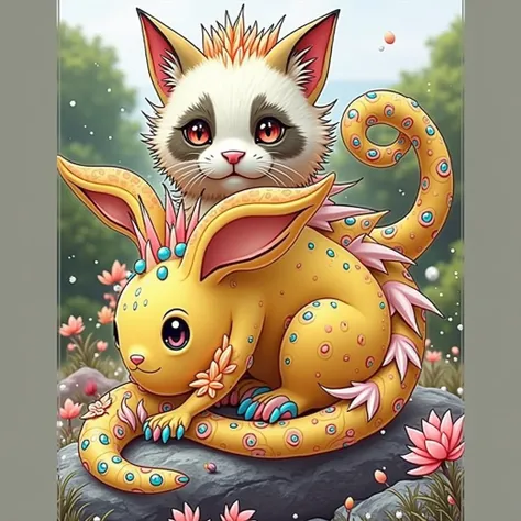 a panda cat rabbit in the shape of a cat, panda, dragon and rabbit, alebrije, bright colors, intricate detailed design, 3d, cinematic lighting, highly detailed, masterpiece, photorealistic, fantasy art, digital art, vibrant colors, whimsical, mythical crea...