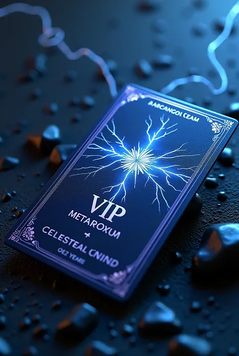 A black vip card with thunder neon and name :- archangel metatron, age :- 22  mfd :- 6sep 2024 exp:- 6sep 2030 . Work :- humans service 
Introduce :- human angel . Team :- archangel 